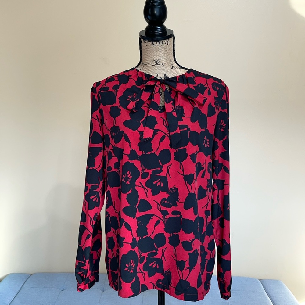 Pendleton Floral Tie Neck Blouse